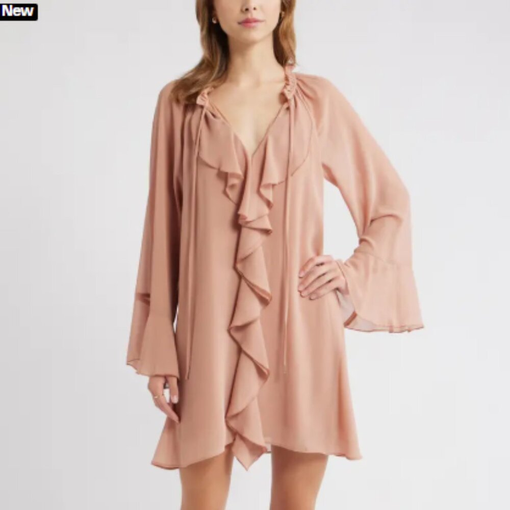 Open Edit Ruffle Chiffon Shift Dress – Small (NWT) - Picture 9 of 14